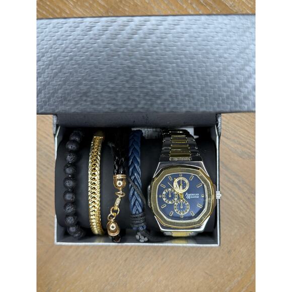 American Exchange Men’s Watch & Bracelet Gift Set - Picture 2 of 3